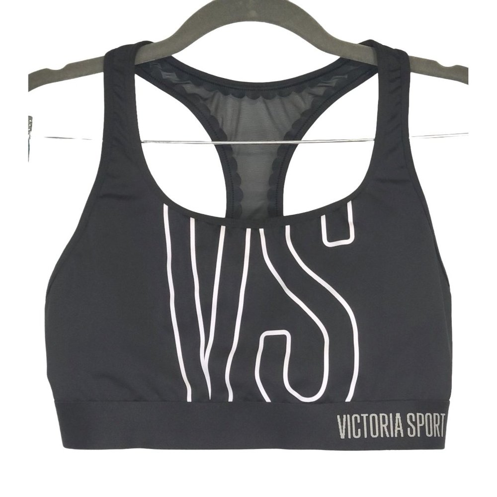 Victorias Secret Sport The Player Black Mesh Razorback Bra Womens Sz Large
